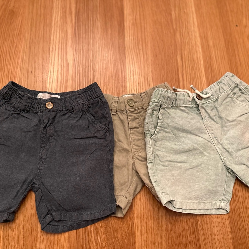 NFS: Zara Boys 9-12 Months Shorts Bundle - Navy, Tan, Green